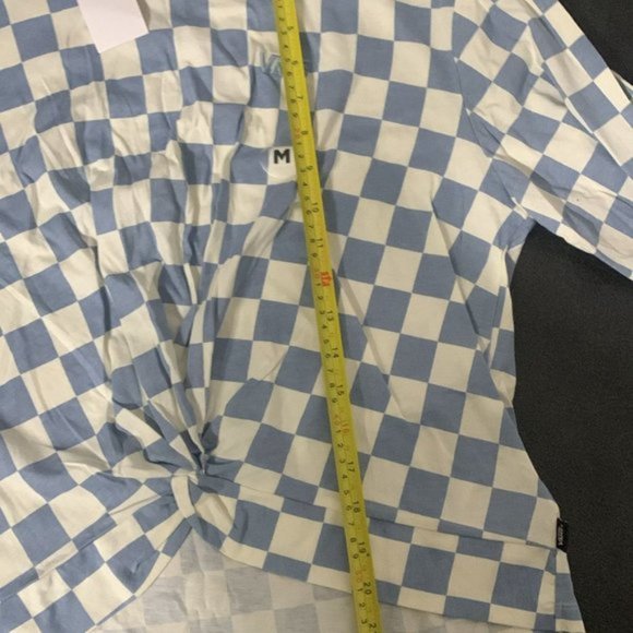 VANS Printed Knotty Long Sleeve Tee Ashley T-Shirt Check Blue White VN0A7YYJBD2 - Picture 2 of 11